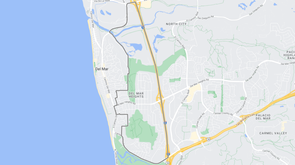 Map view of Del Mar Heights