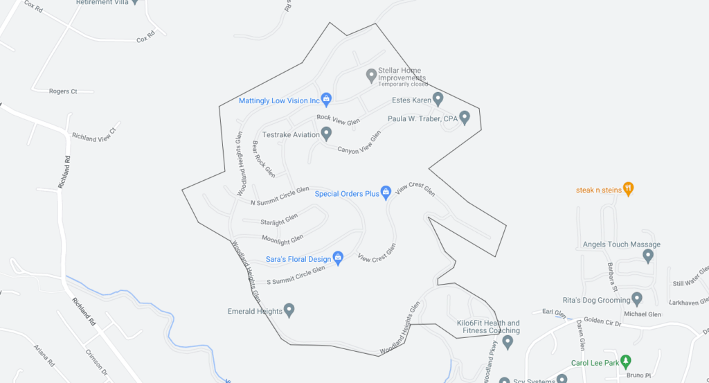Map view of Emerald Heights