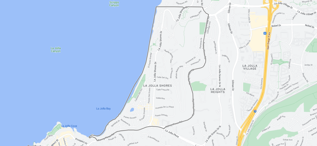 Map view of La Jolla Shores
