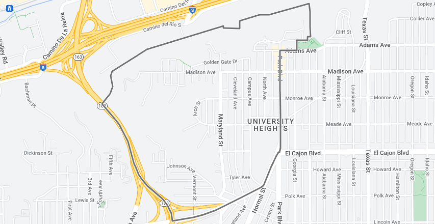 Map view of University Heights